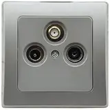 ChiliTec Antennendose Delphi TV Sat Kabel Fernsehen Radio Digital Full-HD UHD 4K tauglich End Dose mit 1-Fach Rahmen Silber Grau