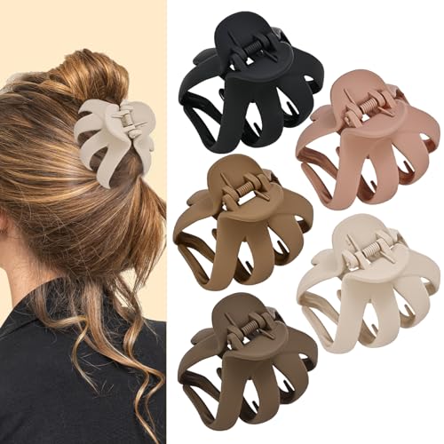 Lolalet Octopus Haarklammer, 5er Set Haarspangen für dickes lockiges langes Haar, Hair Claw Clips mit breitem Griff, Haarclips für Frauen und Mädchen -Style B