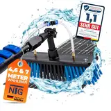 Teleskopwaschbürste zur Reinigung von Solaranlagen und Fenstern | in 4,6 Meter u. 7 Meter Ausführung |+ Wasseranschluss und Seifenspender | Teleskopstange | Photovoltaik | Wintergarten (Bis 4,6 Meter)