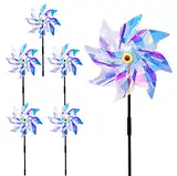 Windrad Taubenabwehr Windrad Vogelabwehr Farbverändernde Windräder Taubenabwehr Balkon Vogelschreck Windmill Vogelabwehr Reflektierende Windräder für Protect Garten,Obstgarten,Hof(24/54cm 5 Stück