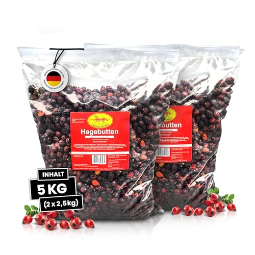 Scheidler horse-direkt Hagebutten getrocknet für Pferde 5kg – Ganze Hagebutte in Spitzenqualität – 100% Natürlicher Vitamin C Booster – Ideales Pferdeleckerli/Zusatzfutter ohne Zuckerzusatz