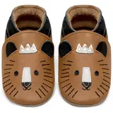 IceUnicorn Krabbelschuhe Baby Lauflernschuhe Jungen Mädchen Weicher Leder Babyhausschuhe Kleinkind Rutschfeste Lederschuhe Baby(Brauner Tiger, 12-18 Monate)