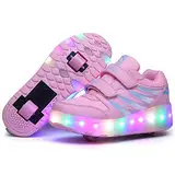 Aizeroth USB Aufladen 7 Farbwechsel LED Blinkend Schuhe Mit Doppelt Rollen Automatisch Räder Rochen Skateboardschuhe Outdoor Fitnessschuhe Gymnastik Laufschuhe Sneakers für Jungen Mädchen Geschenk