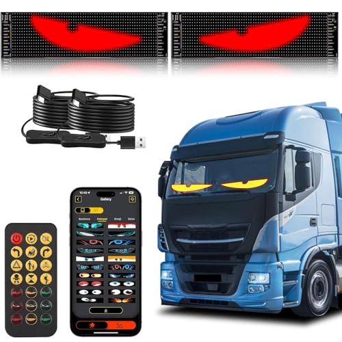2er Devil Eyes Light for Cars IP65 Wasserdicht, Teufelsaugen Led Auto LKW, Dynamische Augen Lichtschilder mit APP-Steuerung und Fernbedienung für Auto LKW (6.8 * 2.7 inch)