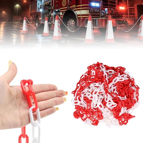 25 M Kunststoff Absperrkette rot-weiße mit 4 S-Haken stabil wasserfest geeignet für Sicherheitsabsperrungen und Warnungen
