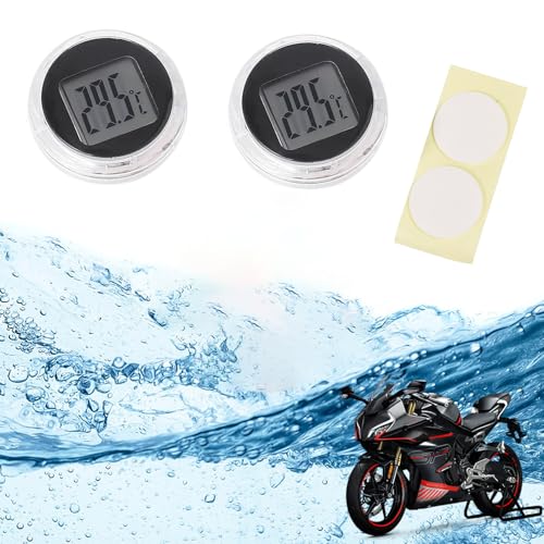 Motorrad Digital Thermometer,Motorrad-Thermometer,Mini Motorraduhr,Motorrad Thermometer Autos,Schlafzimmer Badezimmer Thermometer,Motorrad Uhr,Rundes Mini-Thermometer Zum Aufkleben