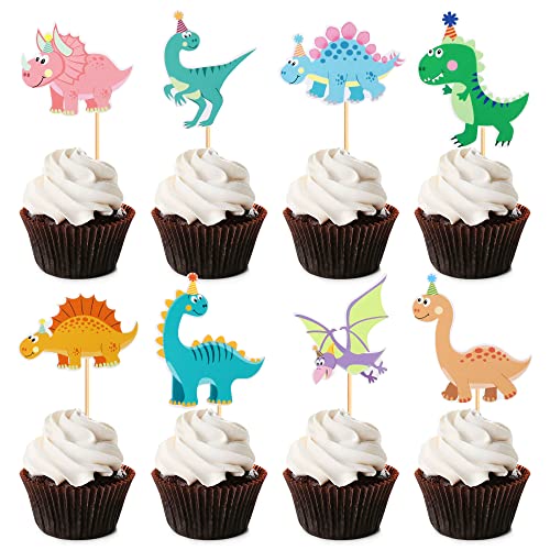 32 Stück Dinosaurier Cupcake Topper Tier Cupcake Topper Picks Kuchendekoration für Baby Shower Hochzeit Geburtstag Event Party Tiere Thema Party Dekoration Versorgung