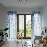 Hunpta @ Voile Vorhang mit Tunneldurchzug Transparent Gardine Wohnzimmer Schlafzimmer Weide Muster Fenstervorhang Fenster Dekor, 200 x 100cm, 1 Stück