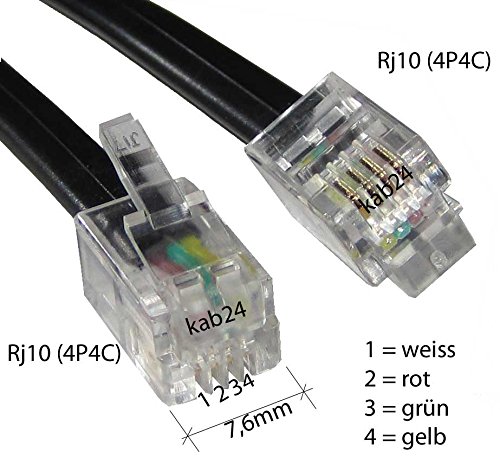 Kab24® Modularkabel RJ10 Stecker (4P4C) auf RJ10 Stecker (4P4C)