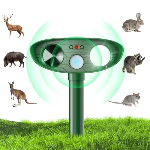 Katzenschreck Ultraschall, Solar Tiervertreiber Katzenabwehr Wasserdicht mit LED-Blitz und PIR-Bewegungssensor, Katzen, Hunde, Marder, Tierabwehr, Katzenschreck Hundeschreck Marderschreck