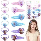 Prinzessin Haarspangen Mädchen Haarschmuck Set- Niedlich Haarclips mit Elastische Haarring Cartoon Kinder Blau Haarschleifen Haarnadeln Hair Clip Accessoires Geschenke für Mädchen Baby Kleinkinder