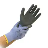 FRANZ MENSCH 12 Stück Hygostar Kälteschutzhandschuhe Thermo Grip | Latex-Beschichtung, Packung, lila-grau, 8/M, L: 24cm