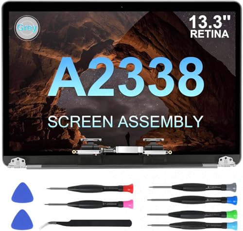 JQYDZH Ersatzbildschirm 13,3 Zoll für MacBook Pro 13 Zoll A2338 Retina M1 2020 Jahr (Modell: EMC 3578 EMC 8162 MYD83 MYD92 MYDA2 MYDC2 MNEQ3 MNEP3 MNEJ3) Full LCD Screen Display Assembly (Space Grey)
