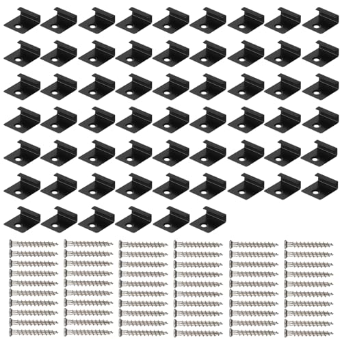 CPROSP 60tlg Anfangs-/Endklammer Edelstahl inkl. Schrauben 4x30mm, WPC Zaun Befestigungs Set, Terrassenclips für WPC/BPC Dielen, Starterclips