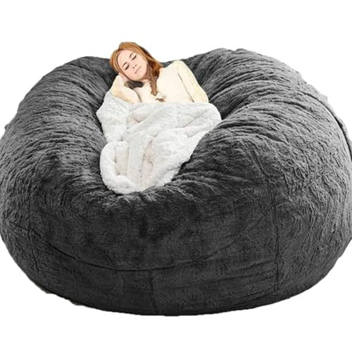Riesiger Sitzsack für Erwachsene, gemütliche Kuschelstühle für Wohnzimmer, bequeme Sofa-Alternative (Füllung nicht im Lieferumfang enthalten), Dunkelgrau, 2,1 m