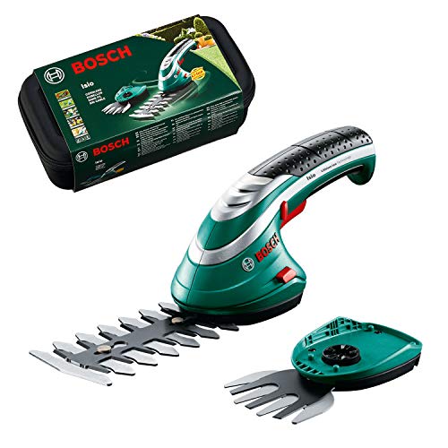 Bosch Home and Garden Akku Grasschere Set Isio (3,6 Volt, Messerlänge 12cm, Messerabstand 80 mm, im Karton), Aqua Green