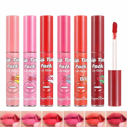 Lip Stain Peel Off Set,Lip Liner Stain Peel Off,Lip Stains & Tints Lang anhaltend,Wasserfest,Hochpigmentiert und Leicht abziehbar 6 Farben