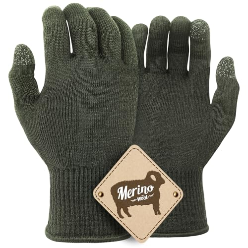 Migliore Wear Merino Unterziehhandschuhe, TOUCHSCREEN Wollhandschuhe Merinowollhandschuhe, Warme Innenhandschuhe Winterhandschuhe zum Radfahren, Laufen, Wandern, Fahren