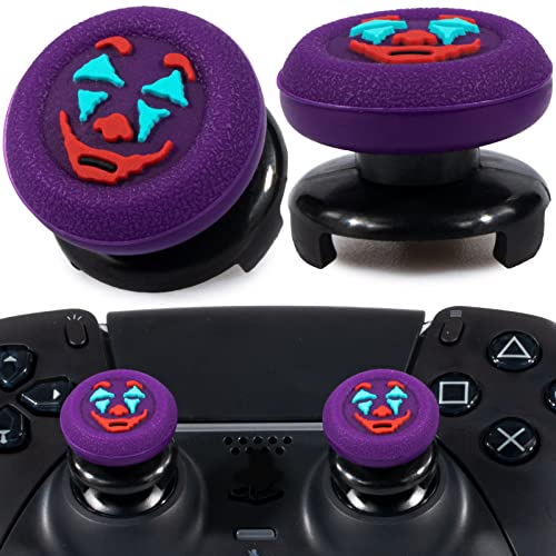 Playrealm FPS Thumbstick Extender &Textur Gummi Silikon Griffabdeckung Thumb Grip Aufsätze 2 Sätze für PS5 Dualsenese & PS4 Controller(Joker Violett)