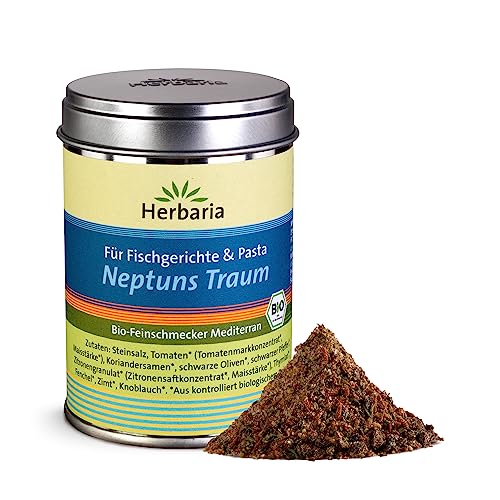 Herbaria Neptuns Traum bio 100g M-Dose - fertige Bio-Gewürzmischung für mediterrane Fischgerichte & Pasta – mediterrane Gewürzmischung - mit erlesenen Zutaten - in nachhaltiger Aromaschutz-Dose