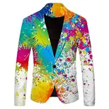 Mymyguoe Graffiti Sakko Herren Blazer Langarm Bunt Anzugjacket Funky Anzug Suit Neon Farbigen Anzugsakko Lgbt Pride Stolzmonat Jackett Abschlussball Karneval Kostüm Herrenanzug