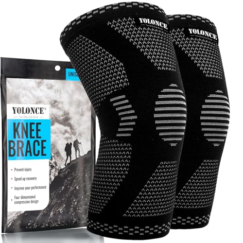 2 Stück Rutschfest Kniebandage Set, Athletics Kniebandage, Atmungsaktiv Kniekompressionsbandage,und Stützende Kniebandagen,Kniebandage für Männer/Damen,für Laufen, Joggen, Sport, Basketball ﻿(XL)