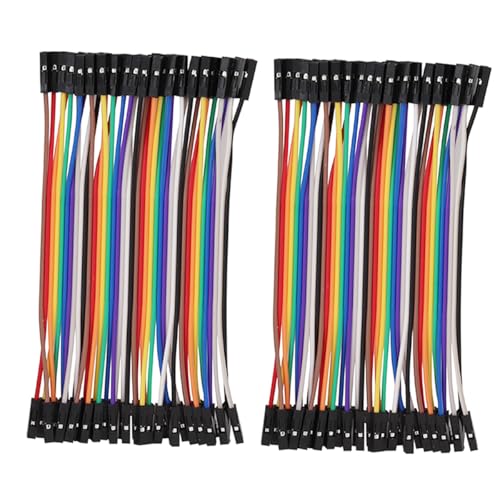 Heevhas 80PCS 40Pin Jumper Wire Kabel Breadboard Ribbon Cables 10cm Female-Female Steckbrücken Kabel 24AWG Drahtbrücken für Arduino Breadboard DIY Projekt