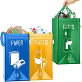 Norggo Set aus 3 Müllsäcken für Mülltrennung, 40L - Mülltrennsystem 3fach für Papier, Kunststoff und Glas. Mülltrennsysteme, Recycling System