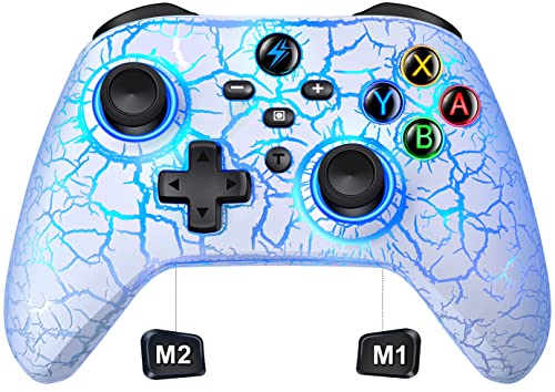 GAMSINGY Switch Controller, Wireless Controller Switch mit Präzise Bewegungssteuerung/Dual Motors Vibration/Turbo/Macro/Aufwecken Funktion, Cool RGB Controller für Switch/Lite/OLED