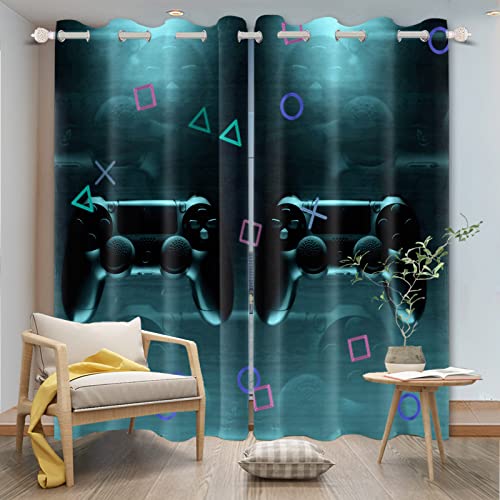 SDOTPMT 107x215cm Cool Spielcontroller Fenstervorhang Moderner Chic Spielliebhaber Magie 3D lebendig Videospiel Jugendmode Fenster vorhänge Thermisch isoliert Vorhang für Schlafzimmer, 2 Stücke
