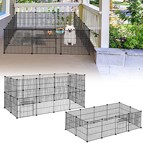 YUENFONG Freigehege Kaninchen Freilaufgehege Gittergehege Metallgitter Inkl. Tür, Kleintiergehege Meerschweinchen Nagergehege, für Kleintier, Außen und Innen(12 Stück, 142 x 72 x 36 cm)