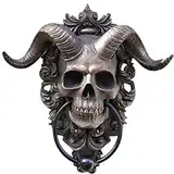 FitBest Sabbatic Türklopfer mit gehörntem Gott-Totenkopf, Satanischer Teufel, zum Aufhängen, Wanddekoration, dekorativer Türklopfer für Haustürwand (13,5 x 11 x 3 cm)