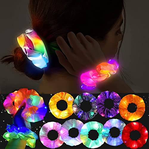 Leuchtende Haarbänder 9 Stück, Leuchtende Haargummis, Led Haarschmuck mit 3 Licht Modi, Haargummi Neon, Leuchtende Haaraccessoires für Karneval, Neujahr Party