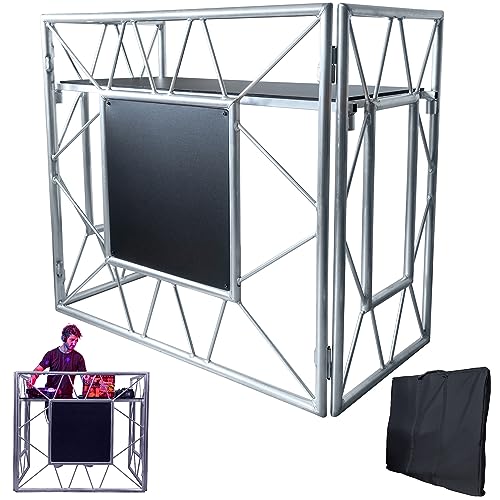 DJ Stand Booth | DJ Stand-Tisch | tragbarer DJ Stand für die ultimative Party | faltbare DJ Tables | optimale Tischfläche für all dein DJ Equipment (Grey)