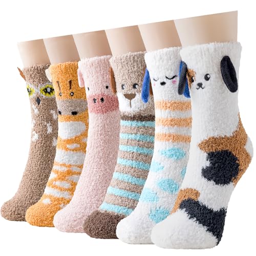 Niofind Kuschelsocken Damen, Winter Warme Flauschige Socken Dicke Weiche Thermo Haussocken Bettsocken wie Weihnachtsgeschenke für Frauen 3/5/6 Paar, 36-49