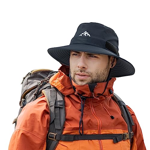 Comhats Wasserdichter Bucket Hat für kleine Köpfe, Outdoor-Hut zum Wandern, Golfen, Safari, Angeln, Wandern - Regenhüte - UPF 50+ Sonnenhut verstellbar, faltbar, Winddicht L Marineblau