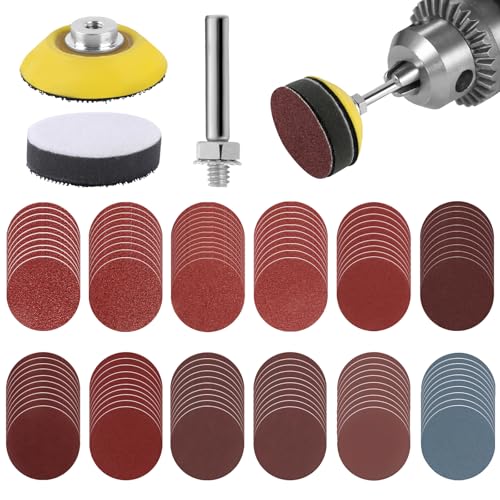 120 Stück Schleifblüten, 2 Zoll Schleifblüten Klett mit 1/4 Zoll-Schaft, Schleifblüten Set, Körnung 60-3000 Schleifpapier, Runde Schleifblüte für Holz Metall Spiegel Schmuck Polieren Schleifwerkzeug