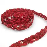 Hayaww 15 Yards 15mm Pailletten Bänder, BauchtanzgüRtel Paillettenband Paillette Paillette Trim Paillettenband Glitzer Borte Aus Dekoband FüR Diy NäHen KostüMe Handwerk Verzierungen (Rot)