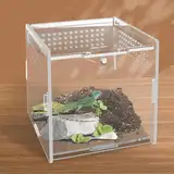 Unvtap Reptile Fütterungsbox, Vivarium, Acryl Terrarium Glas, Faunarium, Insekten Terrarium, Reptilien Fütterungsbox für Eidechsen, Springspinne, Schnecken, Hornfrösche und Käfer(10cm x 10cm x 10cm)