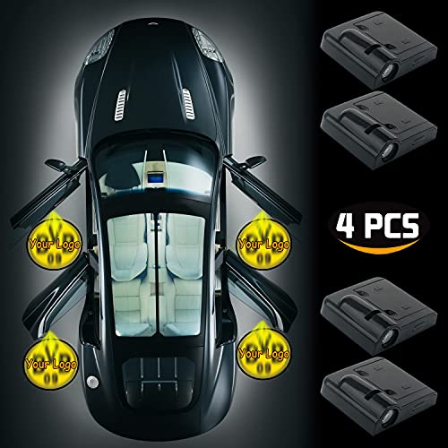 4 Stück Personalisierte Autotür Logo Licht Projektor, Verbesserte Benutzerdefinierte Autotür Willkommen LED Light, Drahtlose Ghost Shadow für Autotür (Magnet Typ)