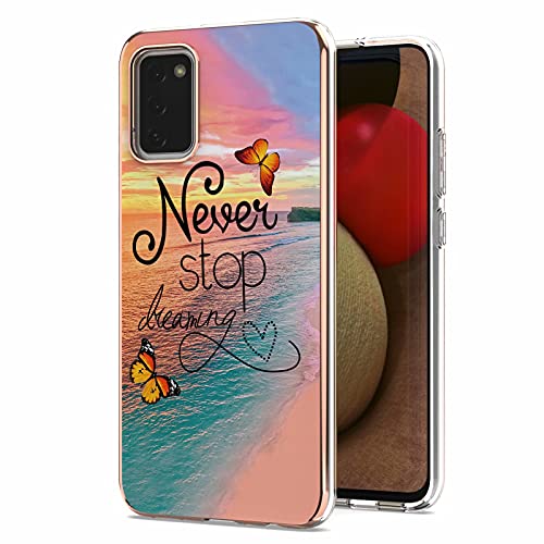 Miagon Hülle Handyhülle für Samsung Galaxy A02S,Slim Dünn Schale Marmor Serie Cover TPU Bumper Kratzfest Schutzhülle Hülle,Schmetterling