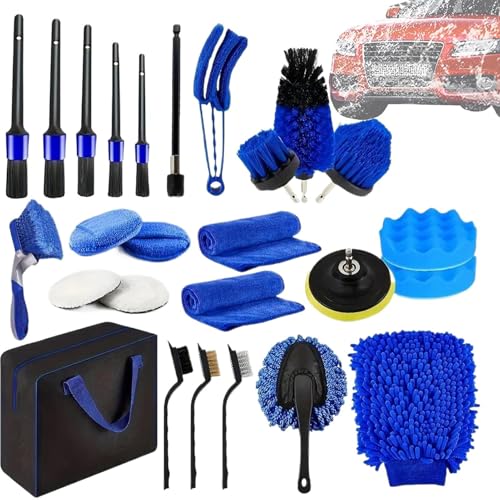 Auto -Waschkit, Auto -Detailing -Kit - Multifunktionales Fahrzeugstaubset,Tragbares multifunktionales Auto -Detail -Tools -Kit für die Wartung von Windschutzscheibenfahrzeugen