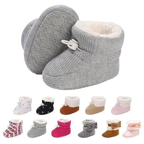 Tolaler Unisex-Baby Neugeborenes Fleece Booties, Verdicktes Futter Warme Baby Winterschuhe Verstellbare rutschfeste mit Weicher Sohle Baby Booties/Alltagskleidung (6-12 Monate)