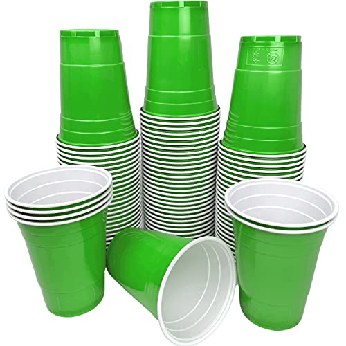 Vitavalley 100x grüne Party Plastikbecher - 100 robuste & wiederverwendbare Partybecher - ideal für Festivals, JGAs oder Gartenpartys