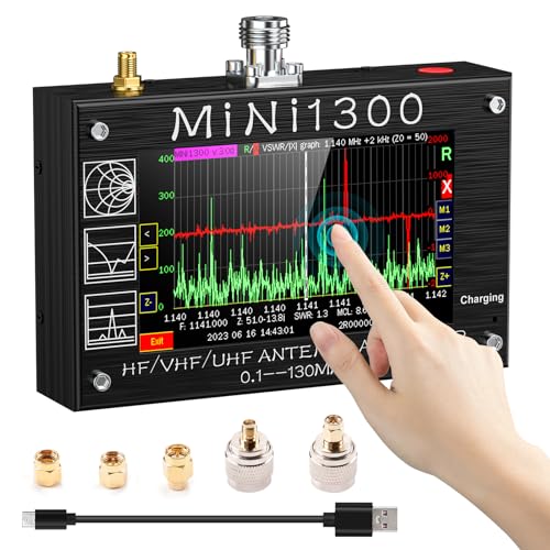 Seesii Mini 1300 Antennen Analysator, 2023 Aufgerüsteter 4,3 Zoll Signalgenerator 0,1-1300MHz HF VHF UHF ANT/SWR/TDR/DSP RF mit SMA Kalibrierkits