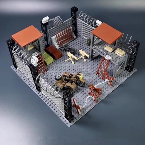 YLtremker Militärische Basen Szene Baustein, Custom Militär Waffenlager Wachturm Minifiguren Soldaten Waffen Zubehör Klemmbausteine