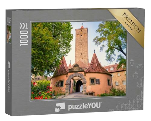 Puzzle 1000 Teile XXL „Das Burgtor von Rothenburg ob der Tauber, Bayern“ – aus der Puzzle-Kollektion Rothenburg