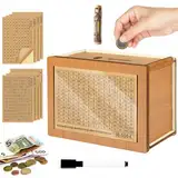 Nepfaivy Spardose mit Zähler Ankreuzen aus Holz - Wiederverwendbare Sparbox mit Zahlen aus 10000 5000 Euro usw. Sparzielen, Goalsaver Box | Geldsparbox | Retro Sparbüchse für Kinder Erwachsene