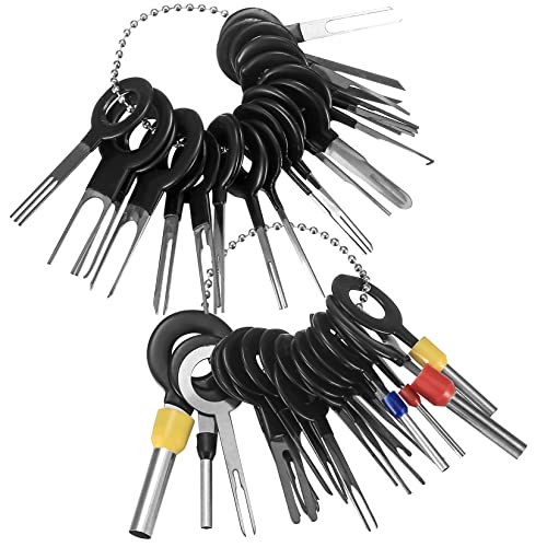 Auto Entriegelungswerkzeug, KFZ Kabel Stecker Ausbau Werkzeug, Auspinwerkzeug Terminal Removal Tool Kit, Steckverbindung Ausbauwerkzeug für Flach Rundsteckkontakte (schwarz 41PCS)