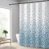 Hoomtaook Duschvorhang 180x200cm Blau Mosaik, Duschvorhang Wasserdicht Textil Polyester Waschbar mit 12 Duschvorhang Haken, Duschvorhang mit Gewicht Unten